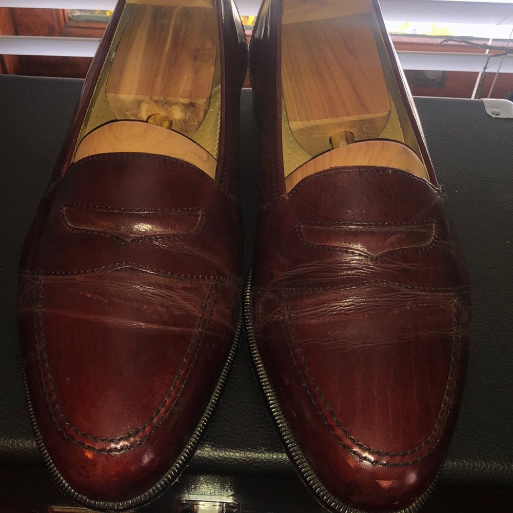 Stanley blacker Penny loafers made in Italy calf skin free vintage wood horns